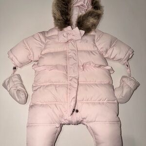 Pink Baby Snowsuit with Fur Trim